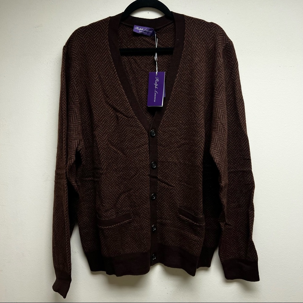 Ralph Lauren - Purple Label Mens Cardigan Cashmere Sweater - Size XXL